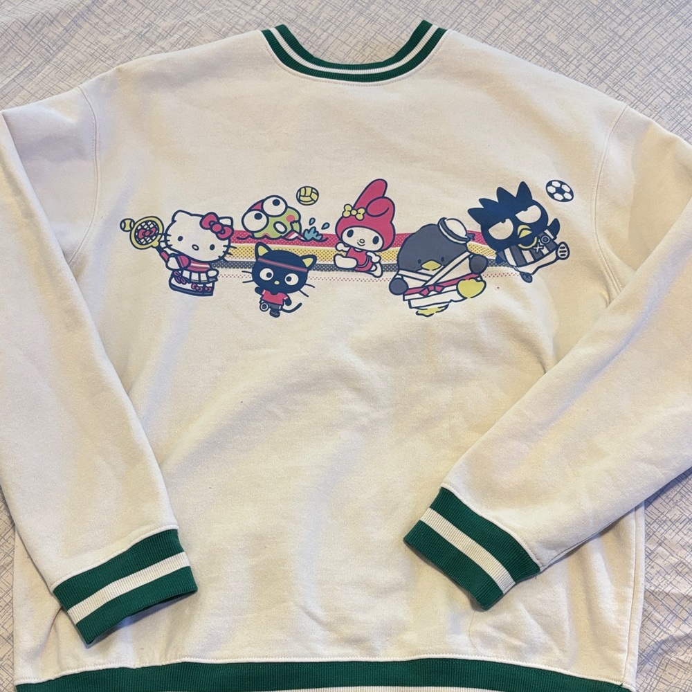 Hello Kitty Kids Sweatshirt - White with Green Trim